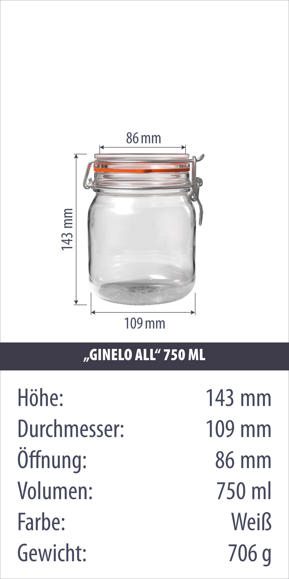 Bügelglas 'Ginelo All' 750 ml